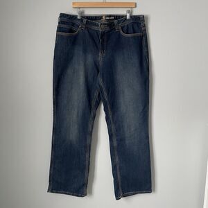 Carhartt Women's Boone Flannel-Lined Relaxed Fit Dark Wash Denim Jeans Pants 18